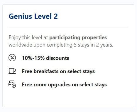 booking com genius level 2